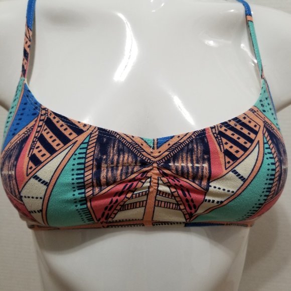 Nollie bralette Small geometric print cross strap racerback pullover style boho - Picture 5 of 13